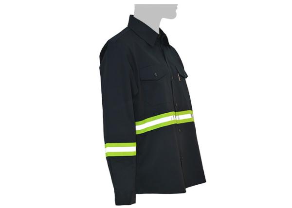 Pure Cotton Twill Navy Safety Work Clothes For Men With Two Chest Pockets
