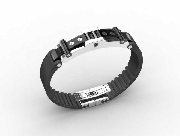 Top Quality Europe Fashion Stainless Steel Genuine Leather Silicone Bangle Bracelet ADB7
