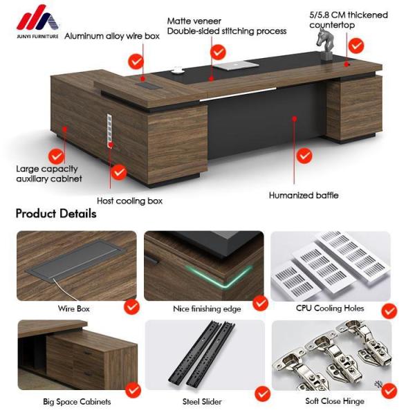 Stylish L-shaped Executive Office Desk for Director and Manager in Modern Design