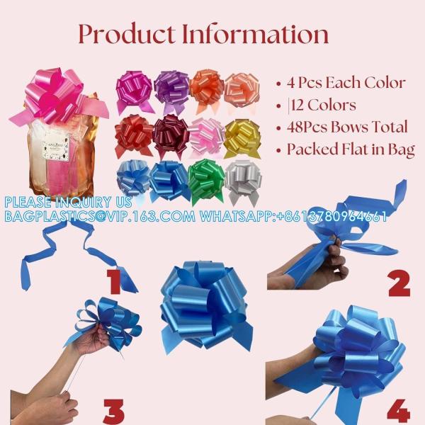 Easter Gift Wrap Pull Bows, Large 6 Inch Assorted Gift Pull Bows, For Gift Basket, Gift Bag Box Wrapping Decor