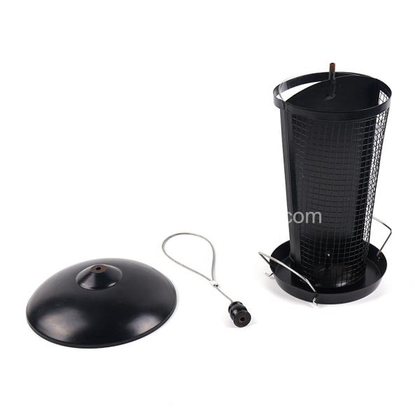 2 In 1 Black Hanging Wild Bird Feeder Caged Tube Type Stainless Steel Material