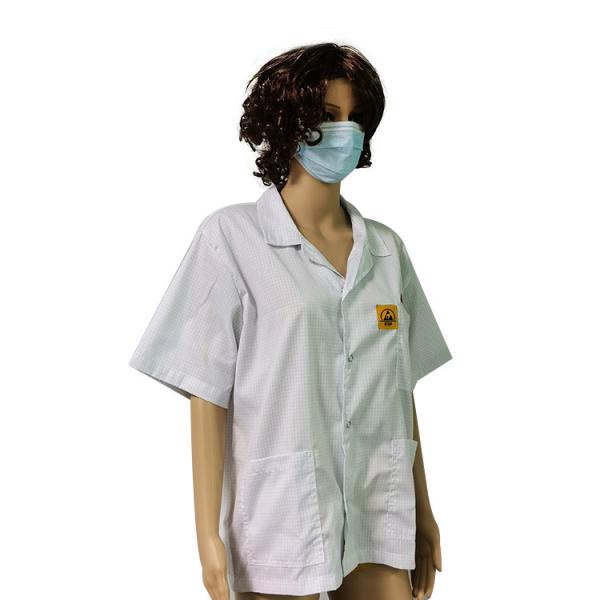 roupa de trabalho industrial do t-shirt do Gird de 2.5mm para a sala de limpeza ESD antiestática