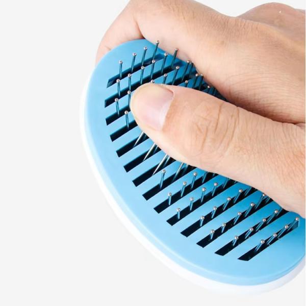 Blue / Pink / Gray Pet Grooming Brushes Self Cleaning Cat Slicker Brush