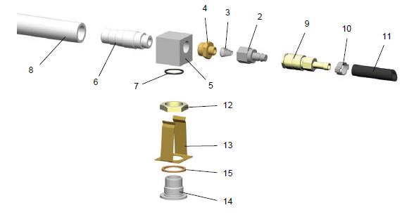 357944 труба Venturi белого цвета большая PTFE для инжектора порошка спасения GEMA