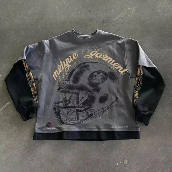 Digital Print Vintage Long Sleeve Tee Graphic Long Sleeve Shirts 220 Grams 250gsm