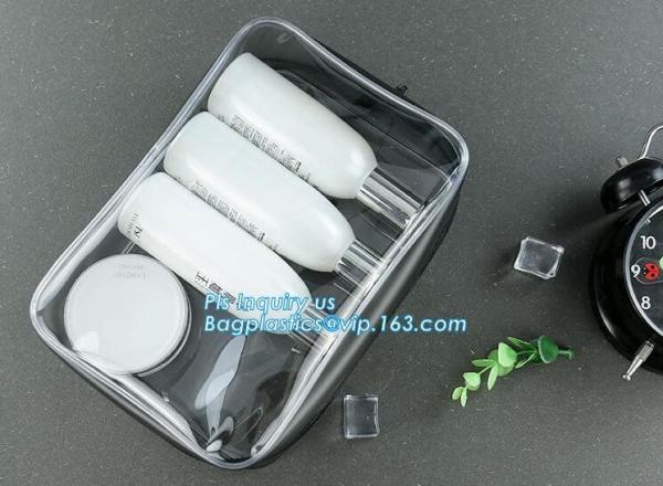 Fashion Packing Cosmetic Bag EVA Pouch, OEM promotional transparent plastic Heat Seal sewing zipper clear pvc cosmetic b