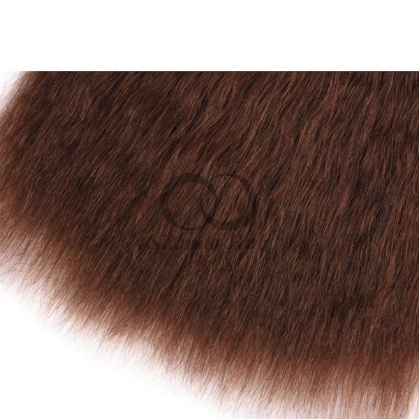 #4 Medium Brown Kinky Straight Remy Human Hair Bundles Sew In Weave Bundles Brazilian Bundle Deals