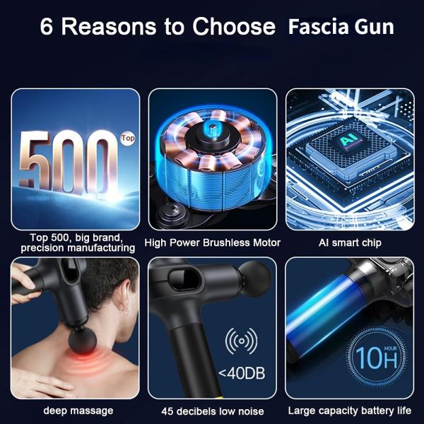 8 Heads Handheld Body Massager Gun Deep Tissue Full Body Percussion Massage Gun