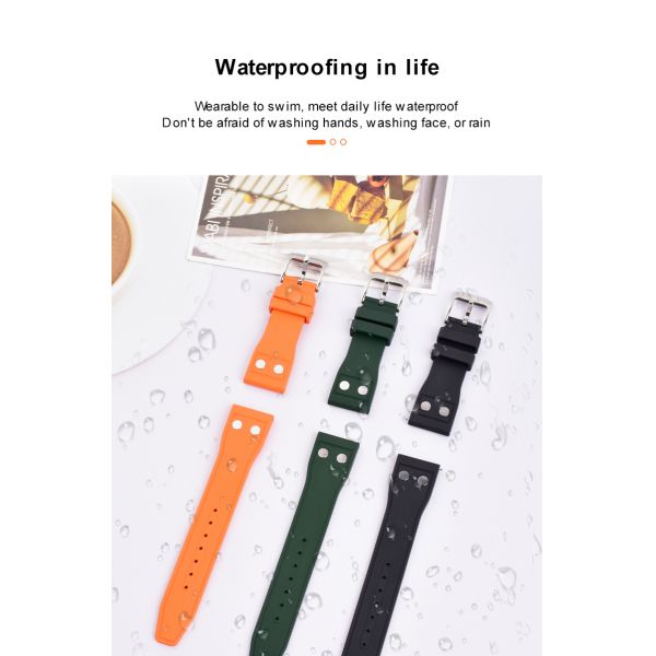 Waterproof Breathable FKM Rubber Watch Strap · Customizable Size And Logo | OEM/ODM - China Wholesaler SHX