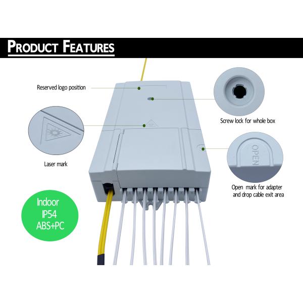 Пяди коробки прекращения волокна IP54 8 сплав ПК сотрясая сопротивления гаван FTTH оптически средней анти- УЛЬТРАФИОЛЕТОВЫЙ серый