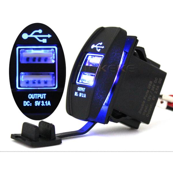 Car Dual USB Charger Power Socket 3.1A Waterproof Marine USB Outlet