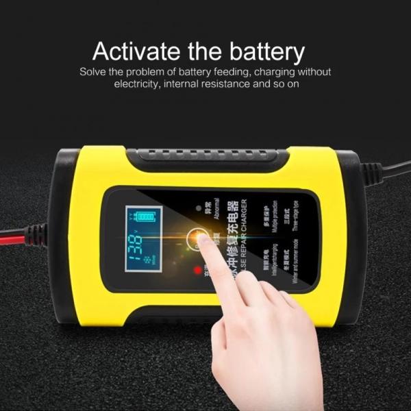 Motorcycle  12V 6A Fully Intelligent Pulse Repair Charger LCD Display For