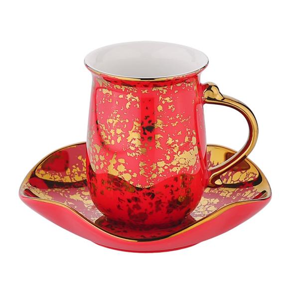100ml Cups And Saucers Home Turkish Coffee Cups Set Arabic Red Gold
