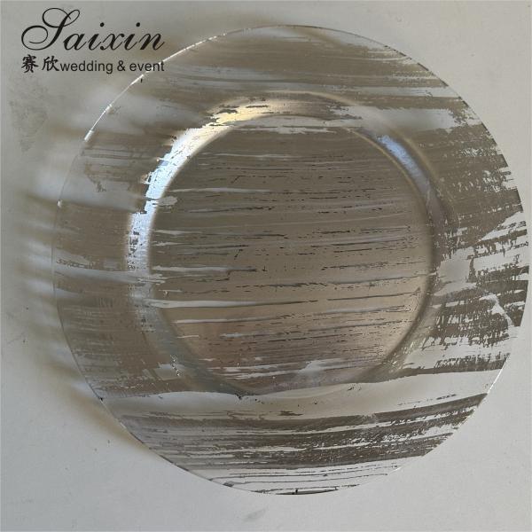 Горячая продажа Свадебный столик Декорация Стеклянные зарядные пластины 33 см Свадебные Стеклянные зарядные пластины