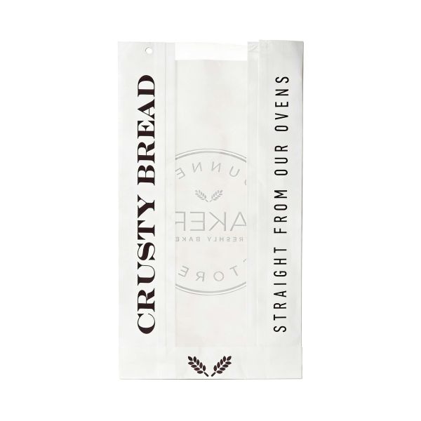 Bulk Flat Bottom White Paper Bread Bag Packaging For Loaf Bread Customized Bakery Bag Food Bag