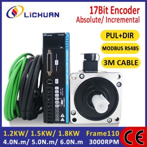 Lichuan AC Servo Motor Drivers Kit A5 Series 5.0N.m 1.5KW 1500W 220V 5A/6A