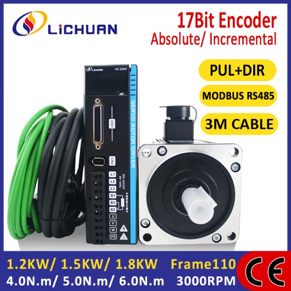 Lichuan AC Servo Motor Drivers Kit A5 Series 5.0N.m 1.5KW 1500W 220V 5A/6A