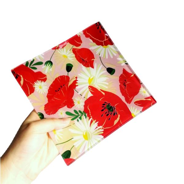 Закаленное блюдо стеклянного квадрата Printted цвета стеклянное для дома