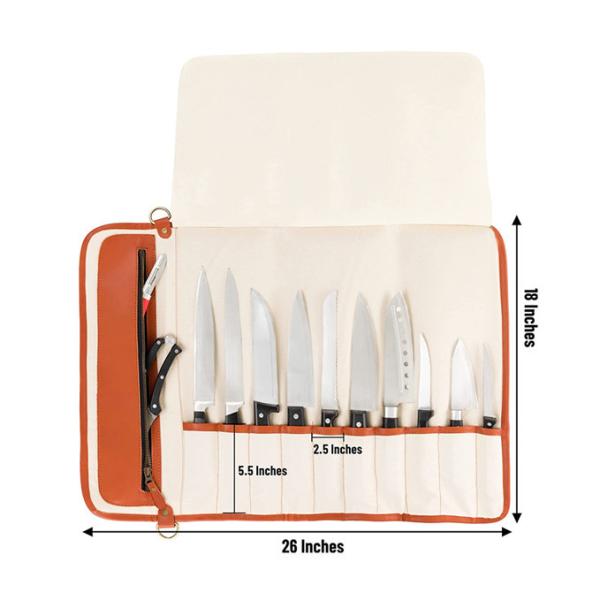 Pocket Knife Storage Bag Vegan Leather Small Chef'S  Carrier 17x7.5x1.5