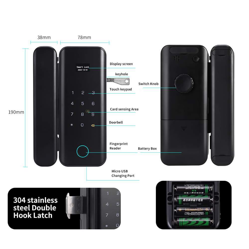Tuya Smart App Face ID Biometric Fingerprint Smart Digital Door Lock With Password And Card Entry