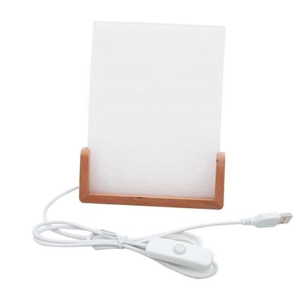 U Shaped Wooden Base Sublimation Acrylic Photo Frame LED For Sublimation Coating