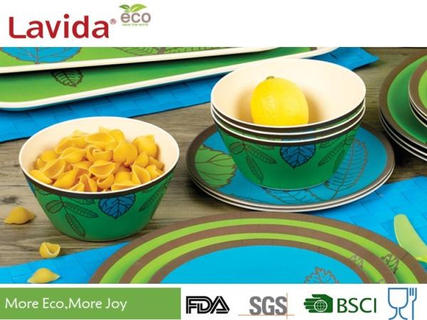 Reusable Melamine Salad Bowl Set Environmental Friendly With Serving Fork Spoon