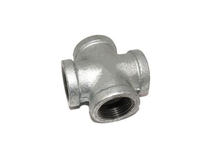 Galvanized Plumbing Pipe Fittings , 3 4 Black Pipe Cross Tube Connector