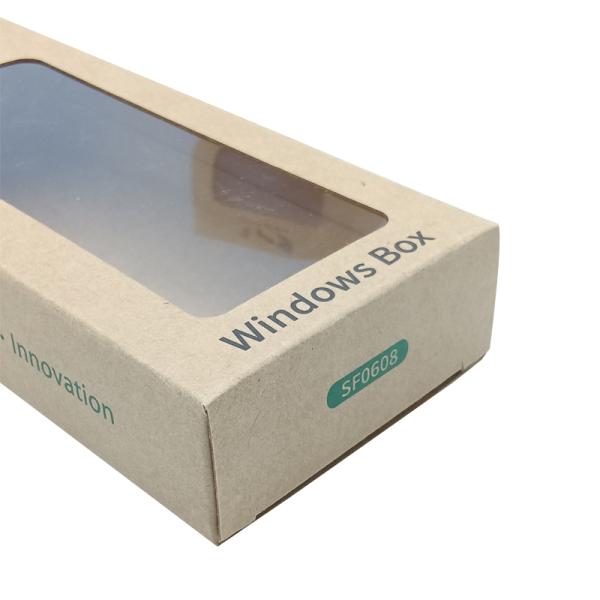 Boîte d'emballage électronique haute résistance Logo personnalisé Boîte en papier kraft brun avec fenêtre transparente