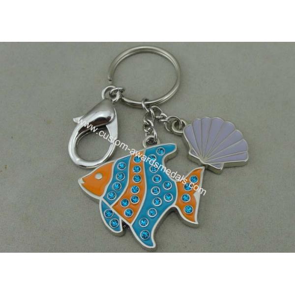 Soft Enamel Fake Stone Promotional Keychain Silver Advertising Misty Nickel