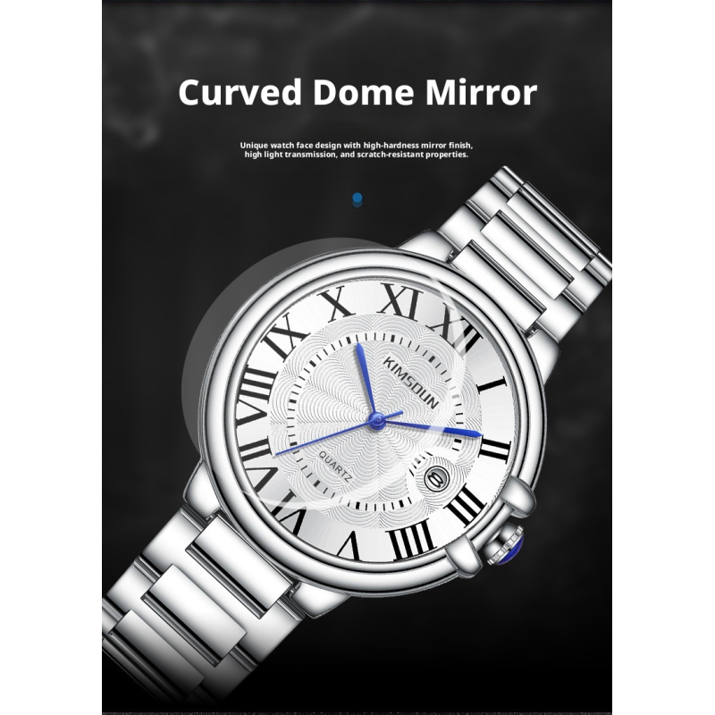 Men Roman Numeral Dial Business Quartz Watch Stainless Steel Bracelet Luminous Waterproof Calendar Dress Wristwatch Silver Gold Multi Color Options
