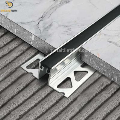 Aluminium Satin Expansion Joint Profile With Black Rubber Insert 20mm Height