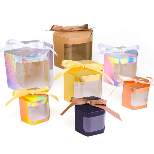 Customized White Cardboard Cake Box with Window 4 and 6 Hole Cupcake Packaging Box