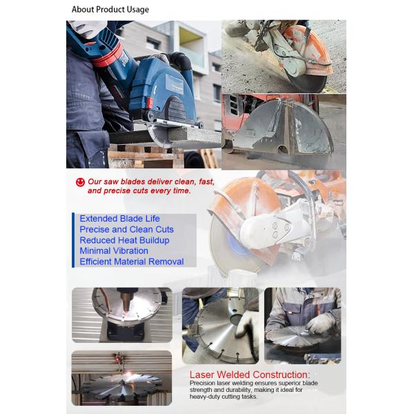 300 350 Mm Diamond Hand Held Saw Blade For Dry Cutting Concrete, Reinforced Concrete, Brick, Etc.