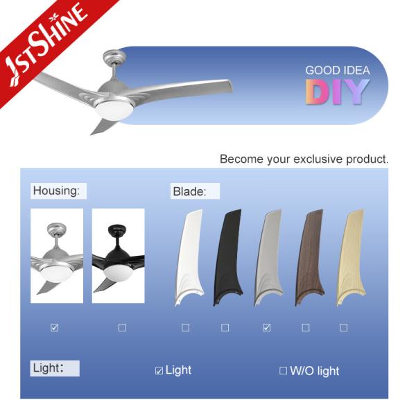 110-240V/50Hz-60Hz 52 Silver ABS Ceiling Fan with Lighting and Circuitry Design