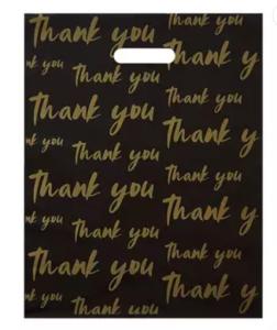 PE PVC Thank You Plastic Shopping Bags Black Boutique Shopping Bag