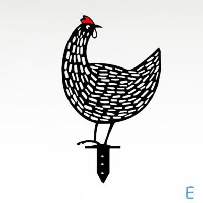 Powder Coated 2mm Garden Metal Ornaments 15cm Metal Chicken Lawn Ornaments