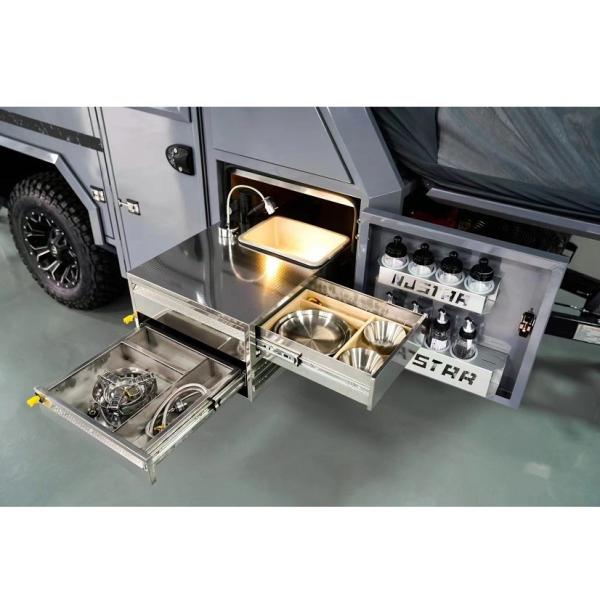 16ft Off Road Folading Camper Trailer With Capacity Of 2 Adults & 2 Kids Travel Trailer