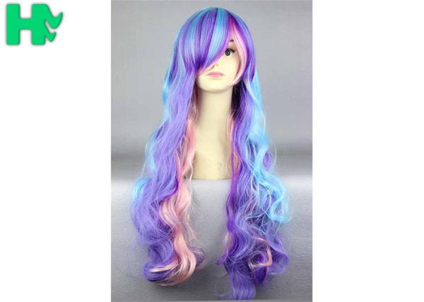 Colorful Curly Natural Looking Synthetic Wigs Women Non Flammable