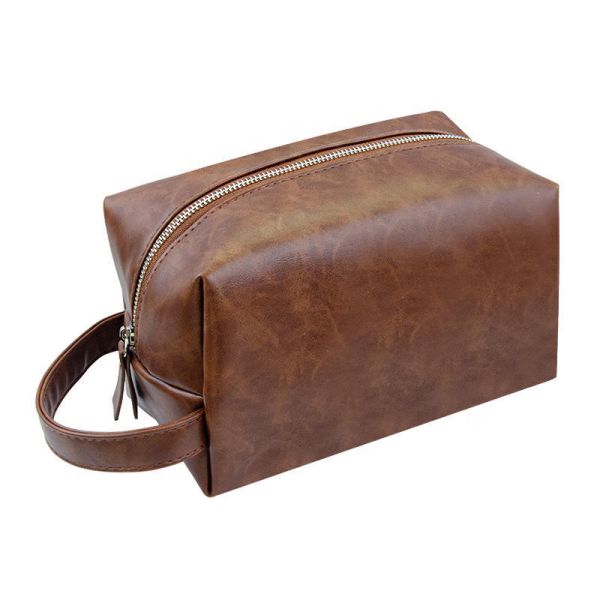 Large Capacity PU Leather Toiletry Bag Men Women Leather Travel Organizer Bag