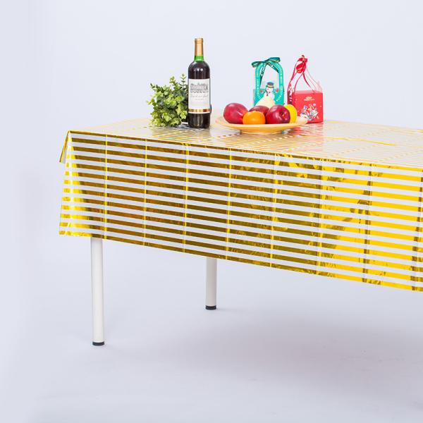 Waterproof CPP Gold Plastic Tablecloth Rectangular Plastic Table Covers