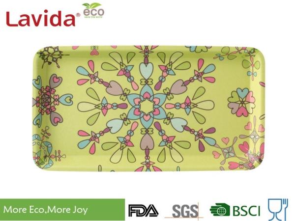 Food Grade Sandwich Bread Snack Biodegradable Bamboo Fibre Tray Cake Plate Pastry Tray with decal printing Rectangular