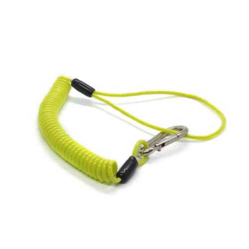 Light Green Spring Flexible Coil Lanyard With Carabiner & Wrist Loop