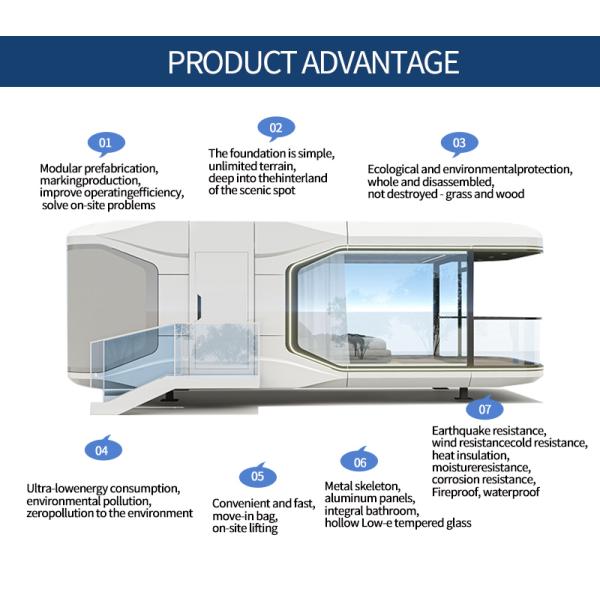 App Control Hotel Space Capsule House with Thermal Performance Suit and Electric System
