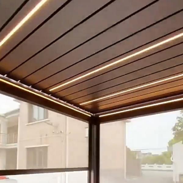 Modern Courtyard Intelligent Electric Louver Pavilion Villa Outdoor Sun Room Automatic Flipping Chinese Gazebo