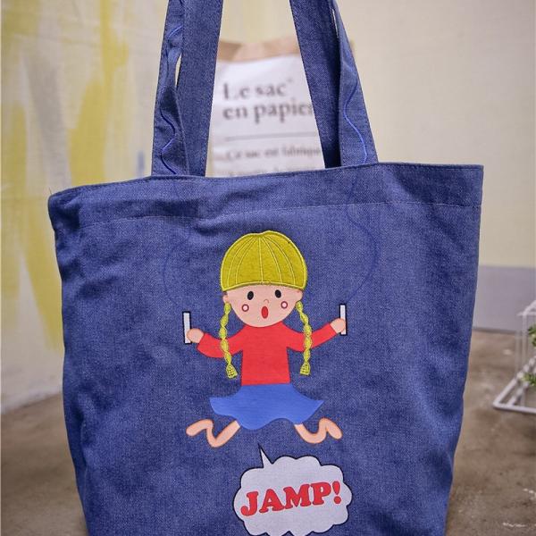 Playful denim shoulder bag printing canvas bag large capacity Meng Mei casual female