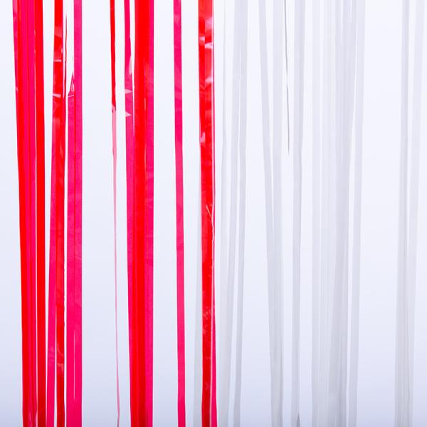 Waterproof Anti Bacterial PET Modern Red Foil Fringe Curtain Macaron Foil Curtain