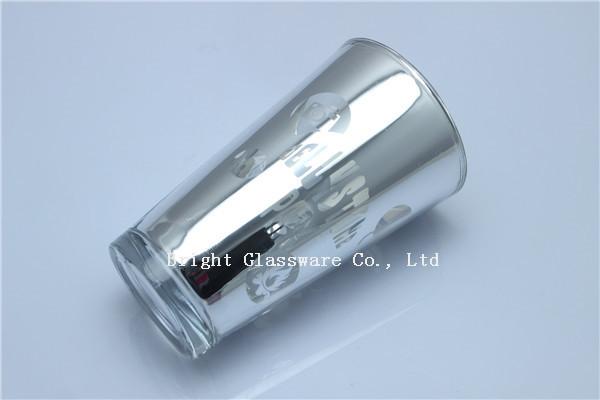 hot sale silver color glass candle holder, candle cup with laser logo wholesale