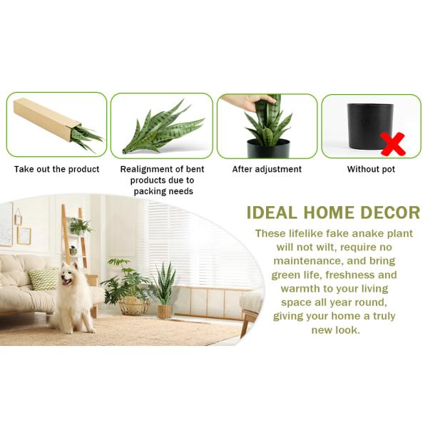Artificial Snake Plant 26 inches Fake Sansevieria Artificial Potted Plants for Indoor and Outdoor, Home, Office