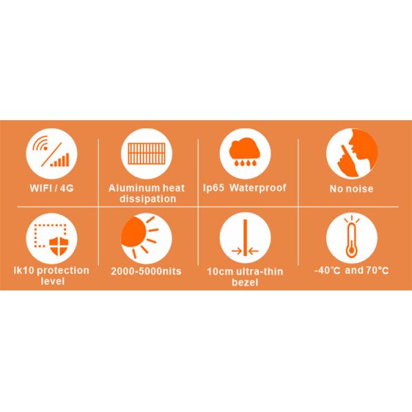 32 43 49 55 65 75'' Outdoor LCD Display IP65-Rated Water Proof Full Outdoor Display 4000 nits With a slim & robust design