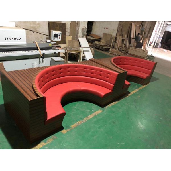 Customization U Shaped Wooden Restaurant Booths Seating Coffee Shop Furniture PU Leather Sofa Bench